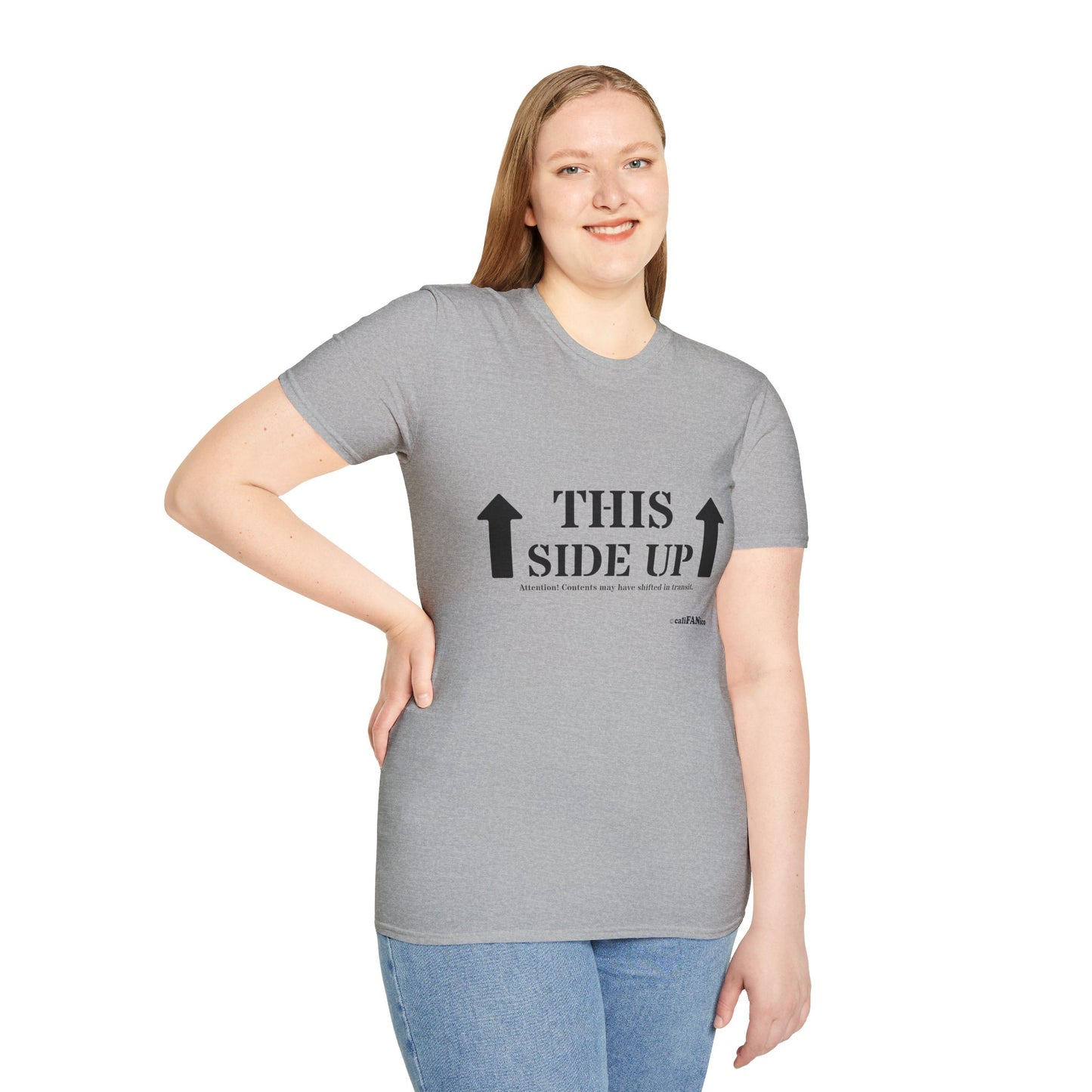 Funny 'THIS SIDE UP' t-shirt - Perfect Gift for Fun Occasions, Casual Wear, Gifting, Unisex Clothing, Vibrant Colors