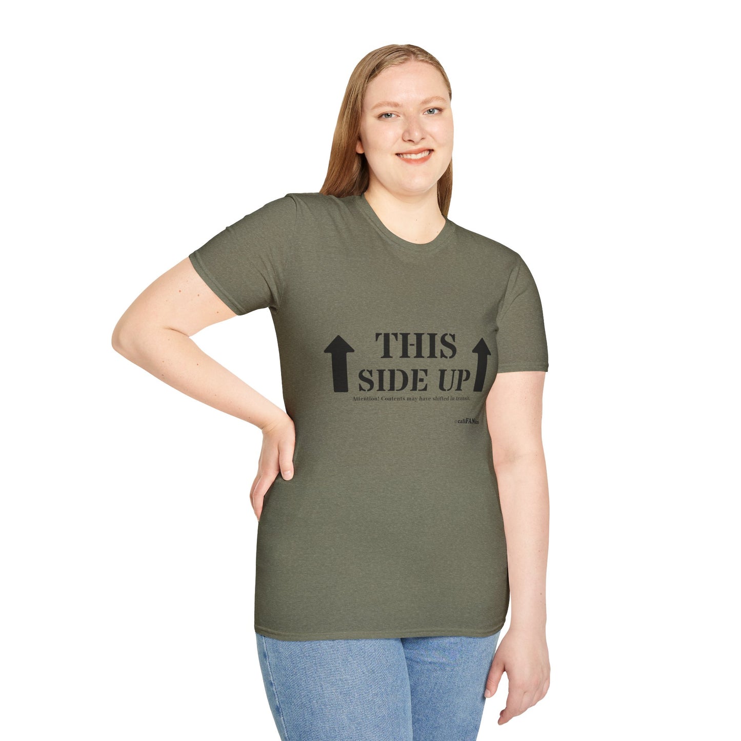 Funny 'THIS SIDE UP' t-shirt - Perfect Gift for Fun Occasions, Casual Wear, Gifting, Unisex Clothing, Vibrant Colors