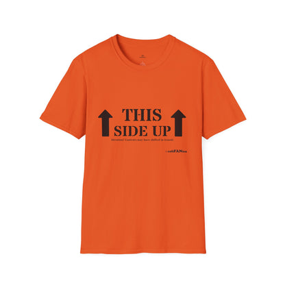 Funny 'THIS SIDE UP' t-shirt - Perfect Gift for Fun Occasions, Casual Wear, Gifting, Unisex Clothing, Vibrant Colors