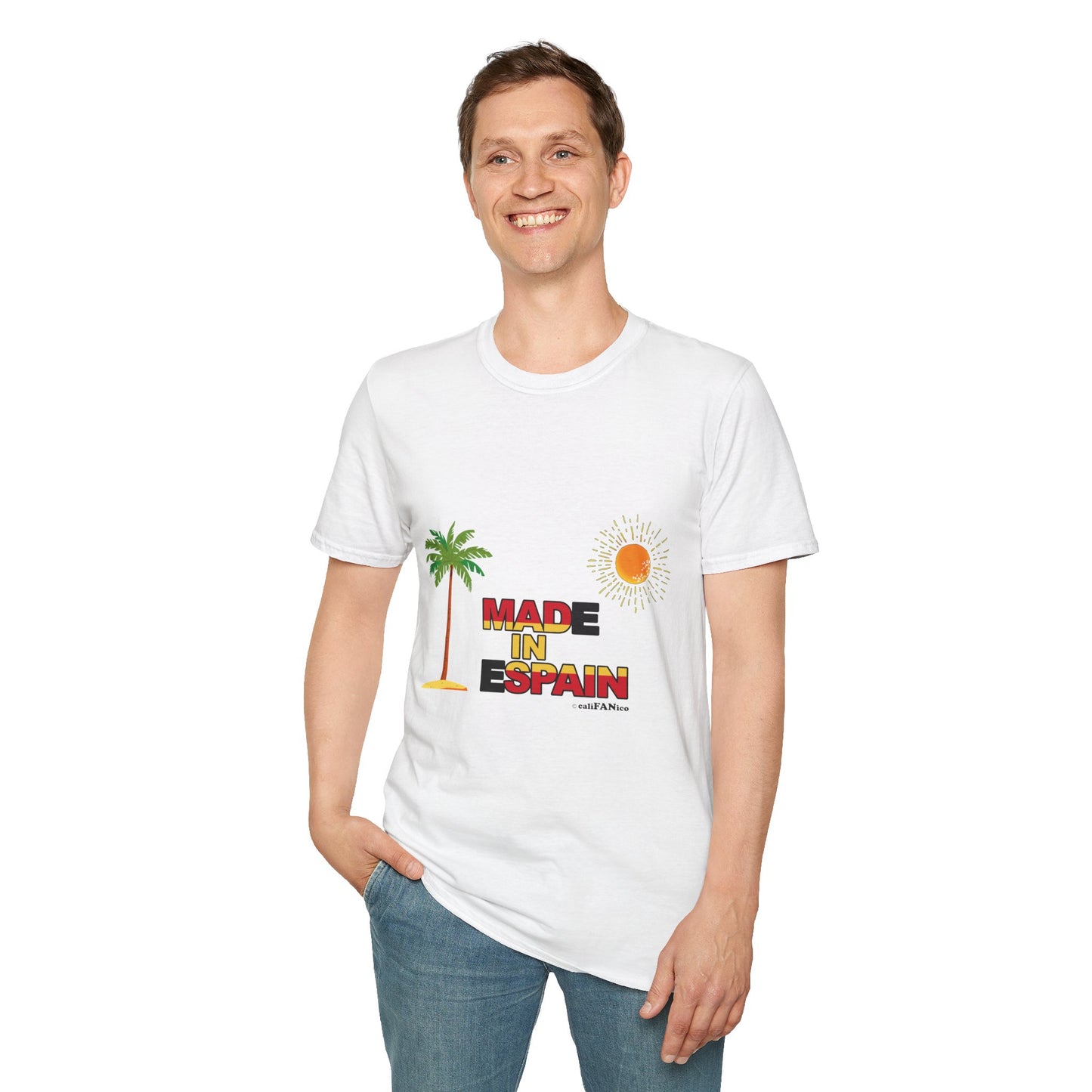 Funny Mad in Spain Made in Espain T-Shirt Unisex Softstyle Humor Shirt, Cute Gift, Unisex Top, Casual Wear, Laugh T Shirt
