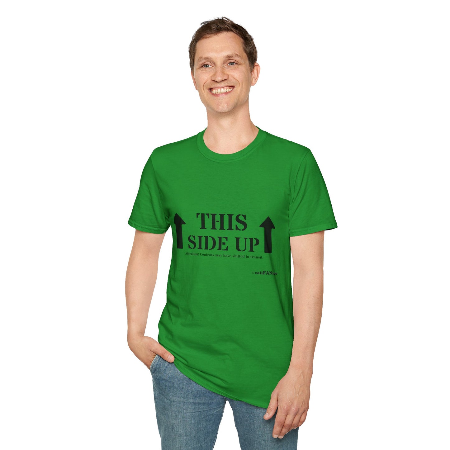 Funny 'THIS SIDE UP' t-shirt - Perfect Gift for Fun Occasions, Casual Wear, Gifting, Unisex Clothing, Vibrant Colors
