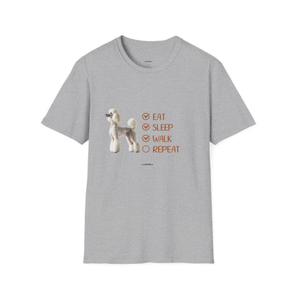 Eat, Sleep, Walk, Repeat Standard Poodle T-Shirt, Dog Lover T-Shirt, Comfortable Gift for Pet Owners, Dog Walking, Casual Outfit, Pet Lover Apparel