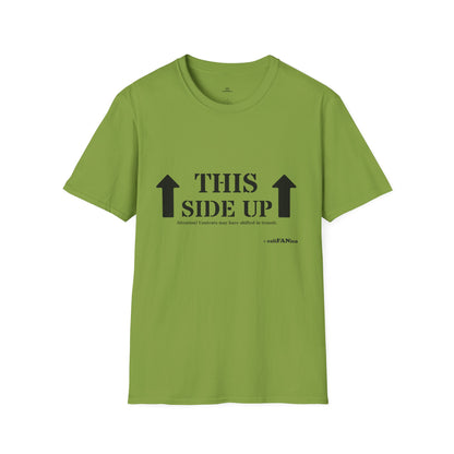 Funny 'THIS SIDE UP' t-shirt - Perfect Gift for Fun Occasions, Casual Wear, Gifting, Unisex Clothing, Vibrant Colors