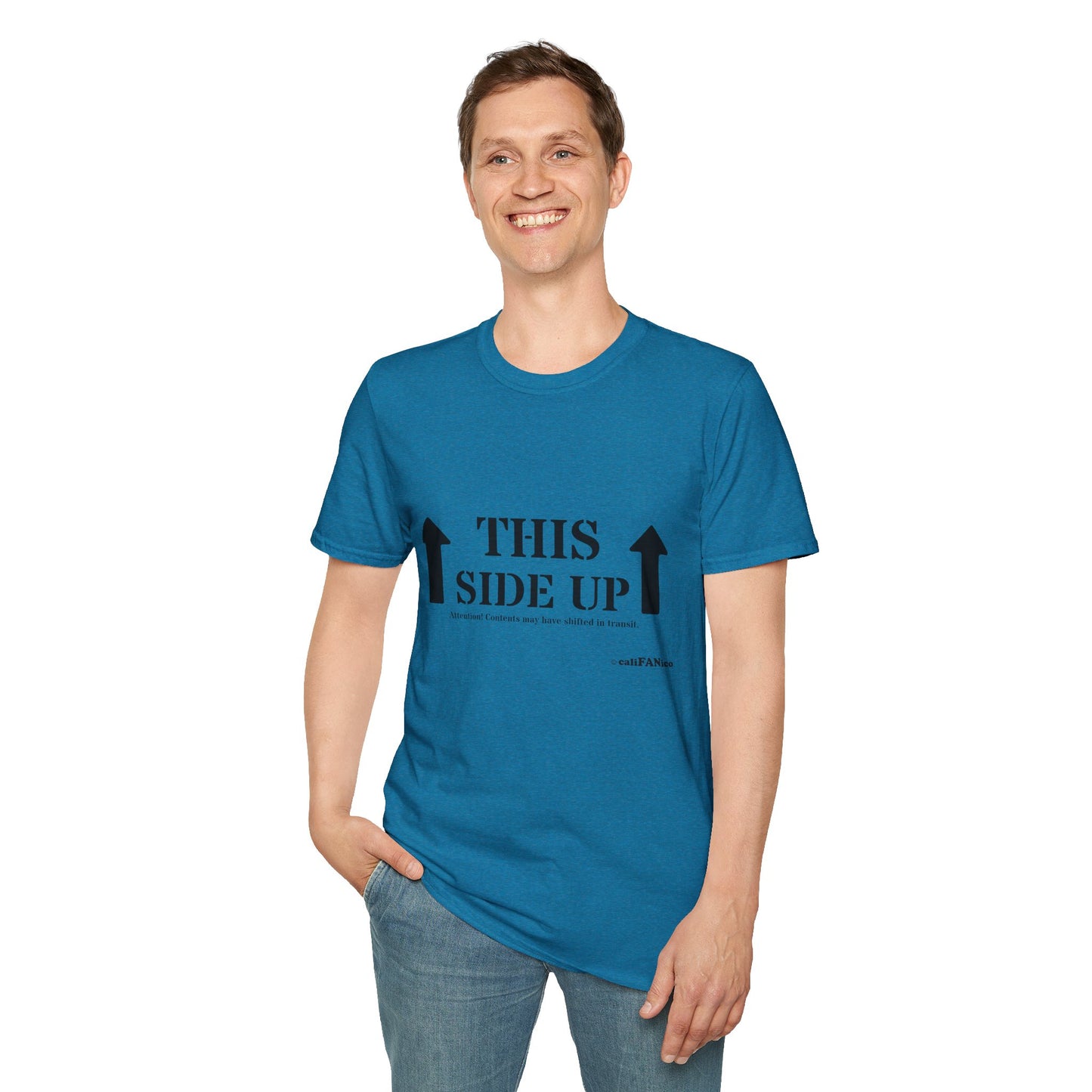 Funny 'THIS SIDE UP' t-shirt - Perfect Gift for Fun Occasions, Casual Wear, Gifting, Unisex Clothing, Vibrant Colors