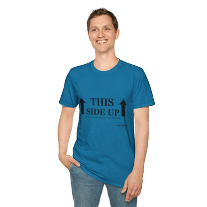 Funny 'THIS SIDE UP' t-shirt - Perfect Gift for Fun Occasions, Casual Wear, Gifting, Unisex Clothing, Vibrant Colors
