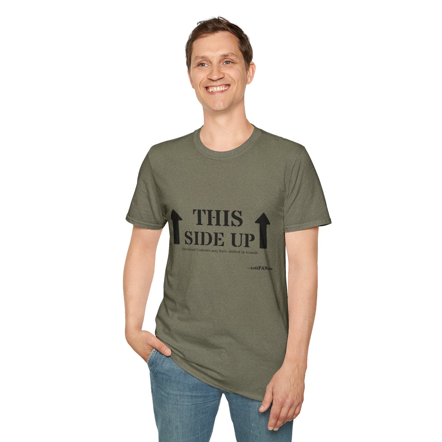 Funny 'THIS SIDE UP' t-shirt - Perfect Gift for Fun Occasions, Casual Wear, Gifting, Unisex Clothing, Vibrant Colors