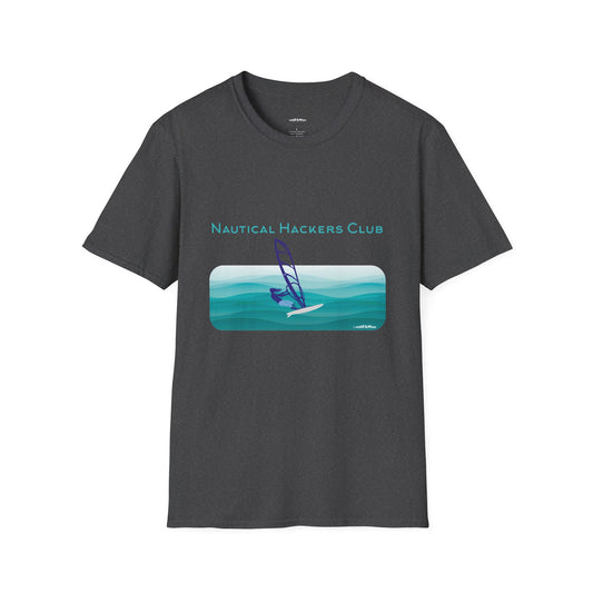 Nautical Hackers Club T-Shirt, Adventure Tee, Wind Surfing Enthusiast Gift, Beachwear, Summer Casual Top, Oceanside Vibes