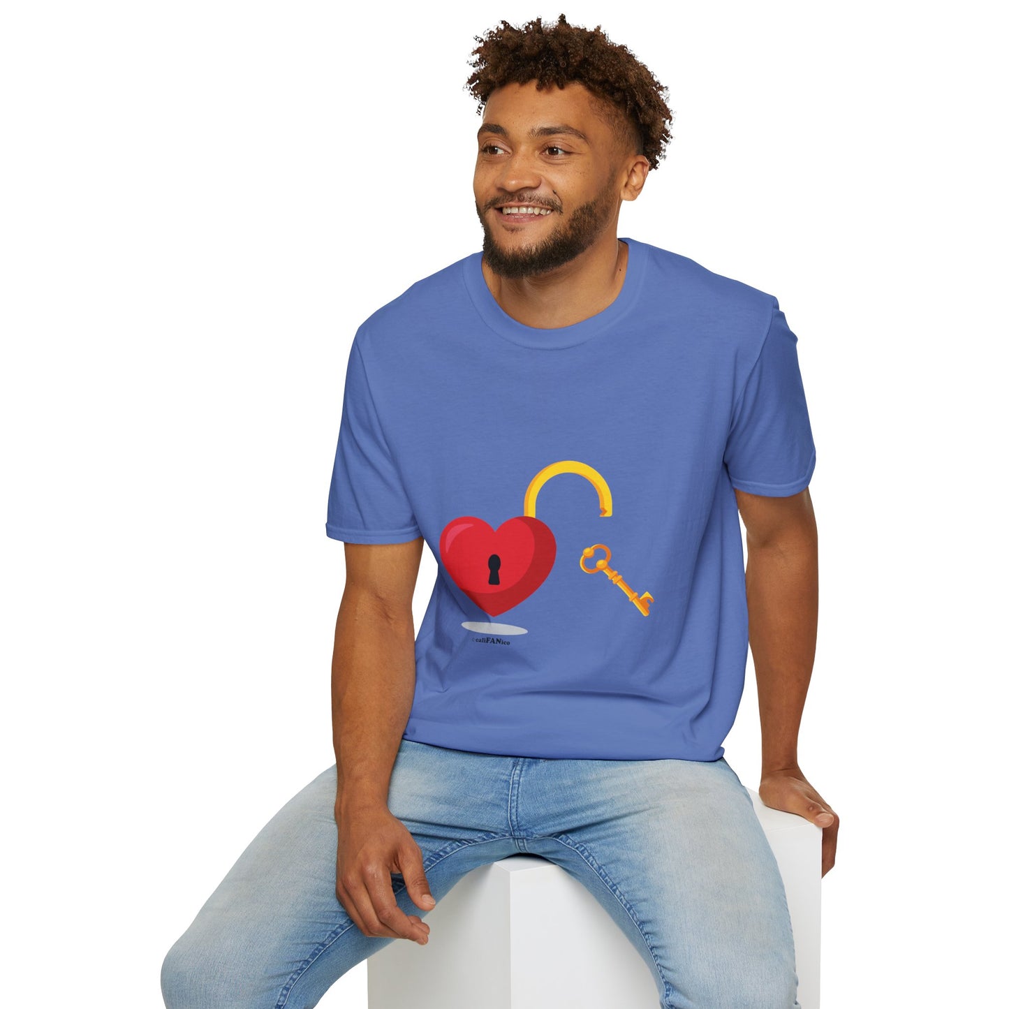 Open Heart Unlocked Heart Unisex Softstyle T-Shirt | Valentine’s Everyday Gift, Couple Matching Tee, Cute Relationship Shirt, Love Theme Apparel