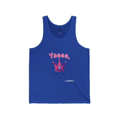 Yasss, Queen! Unisex Jersey Tank Top - Trendy Summer Activewear, Pride Apparel, Gift for Friends, Comfortable Party and Festival Top
