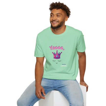 Yasss, Queen! Softstyle T-Shirt, Trendy Graphic Tee, Pride Apparel, Casual Wear, Gift for Them, Fun Festival T