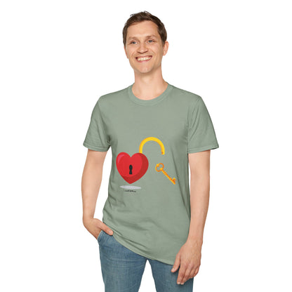 Open Heart Unlocked Heart Unisex Softstyle T-Shirt | Valentine’s Everyday Gift, Couple Matching Tee, Cute Relationship Shirt, Love Theme Apparel