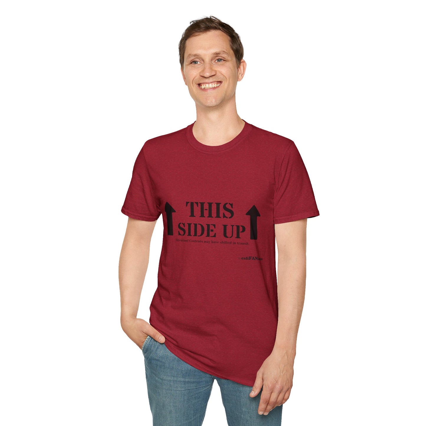 Funny 'THIS SIDE UP' t-shirt - Perfect Gift for Fun Occasions, Casual Wear, Gifting, Unisex Clothing, Vibrant Colors