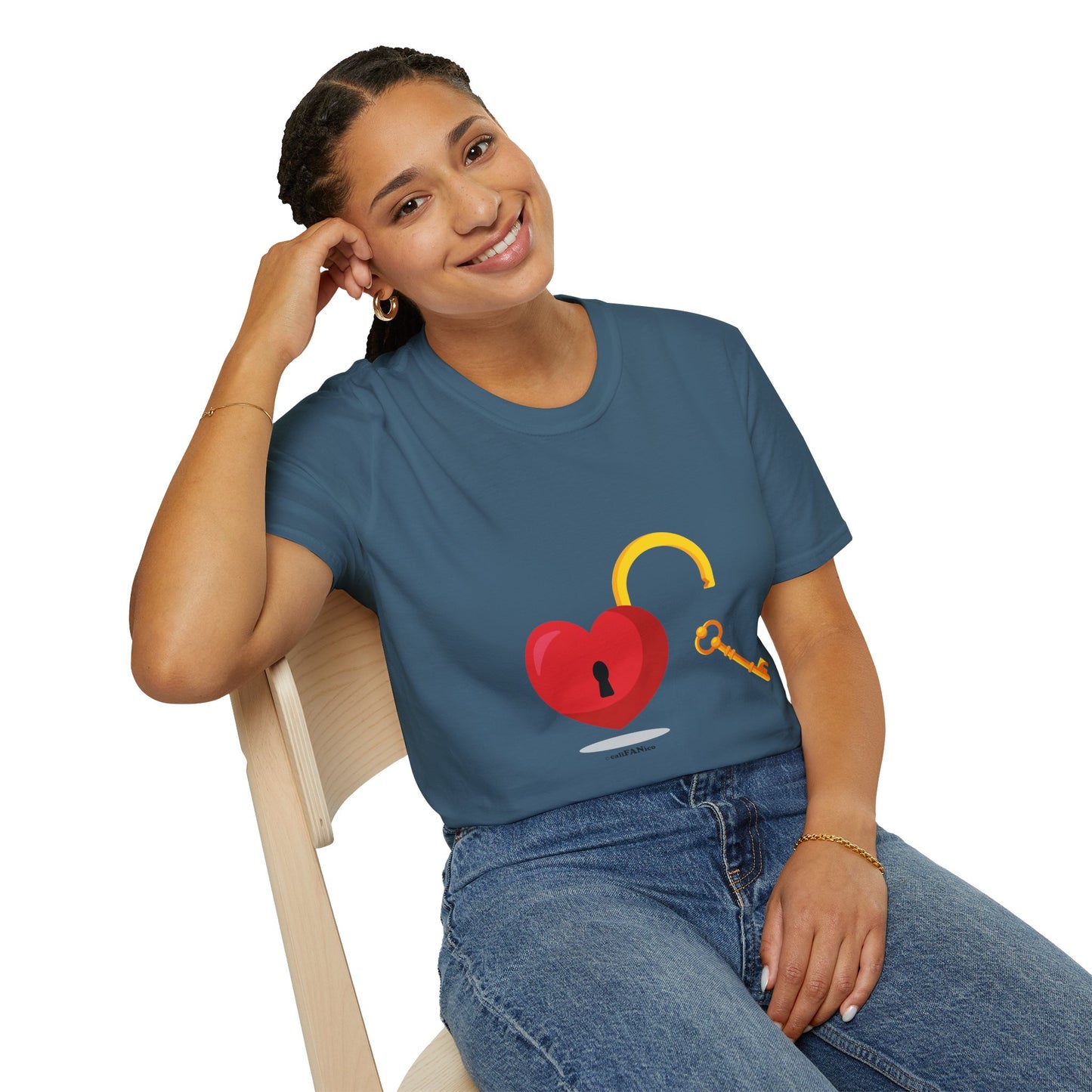 Open Heart Unlocked Heart Unisex Softstyle T-Shirt | Valentine’s Everyday Gift, Couple Matching Tee, Cute Relationship Shirt, Love Theme Apparel
