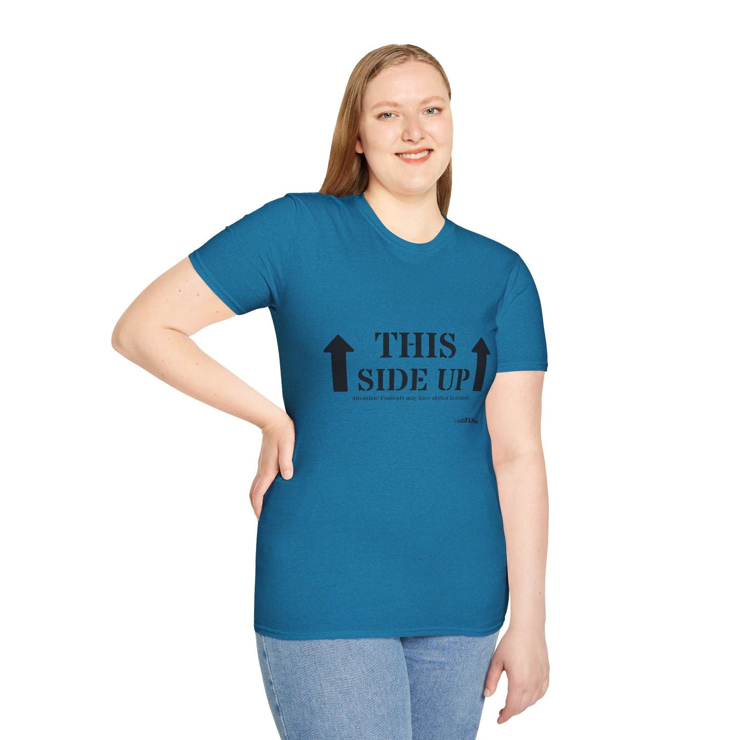 Funny 'THIS SIDE UP' t-shirt - Perfect Gift for Fun Occasions, Casual Wear, Gifting, Unisex Clothing, Vibrant Colors