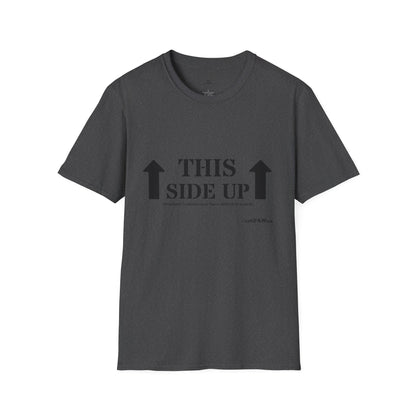 Funny 'THIS SIDE UP' t-shirt - Perfect Gift for Fun Occasions, Casual Wear, Gifting, Unisex Clothing, Vibrant Colors