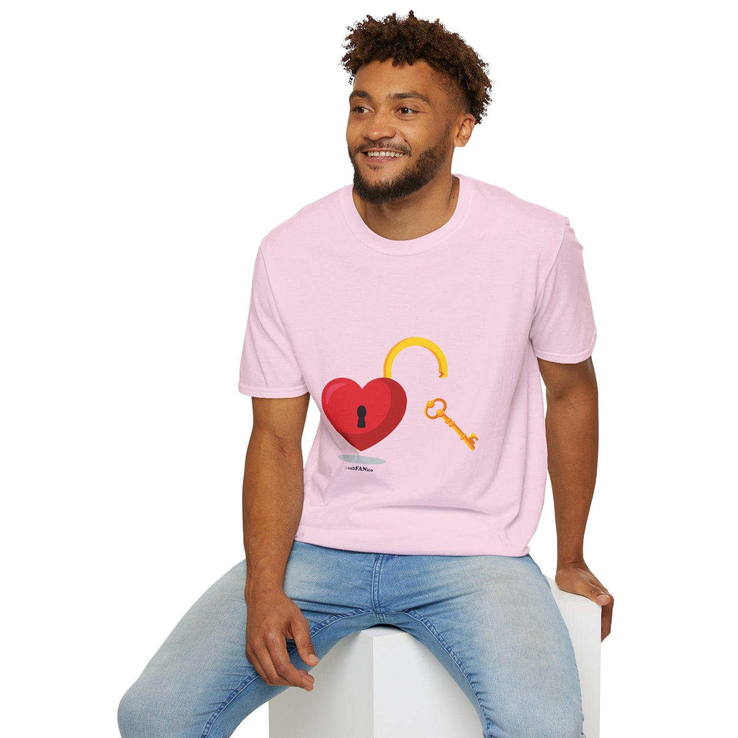 Open Heart Unlocked Heart Unisex Softstyle T-Shirt | Valentine’s Everyday Gift, Couple Matching Tee, Cute Relationship Shirt, Love Theme Apparel