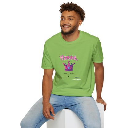 Yasss, Queen! Softstyle T-Shirt, Trendy Graphic Tee, Pride Apparel, Casual Wear, Gift for Them, Fun Festival T