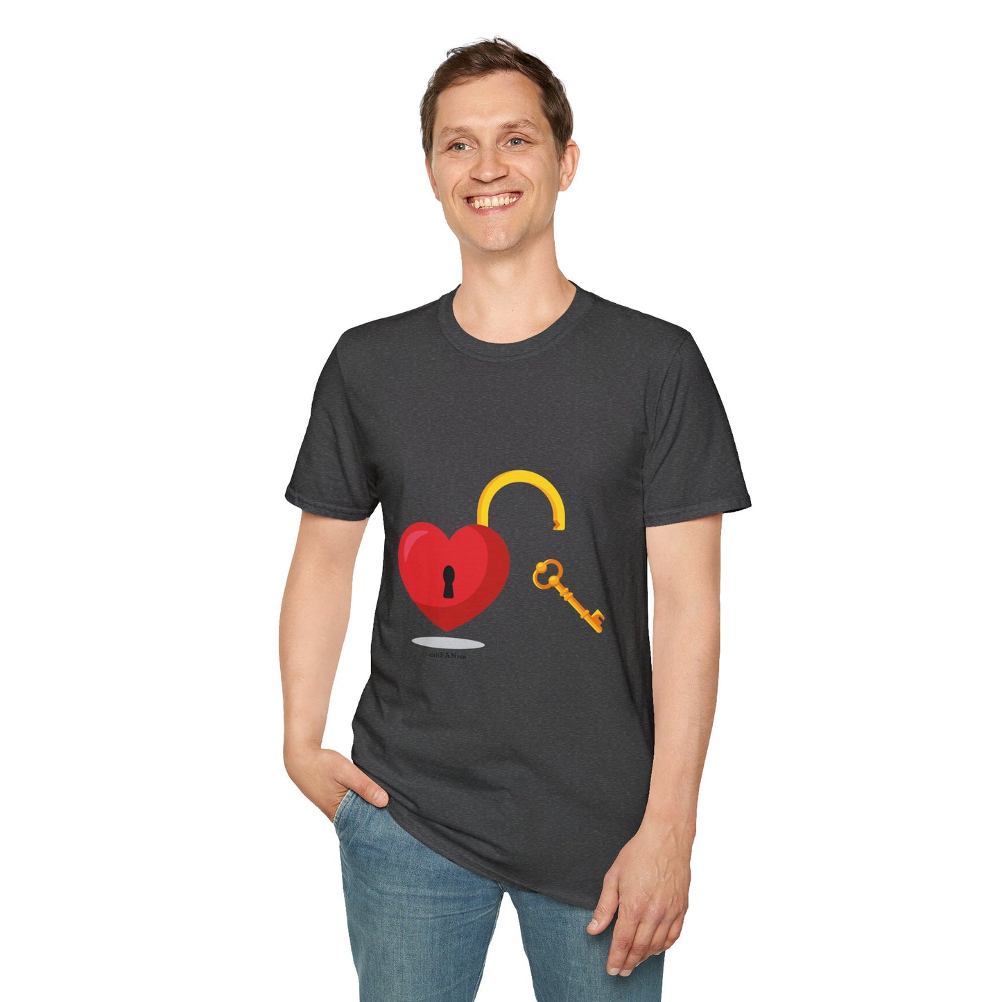 Open Heart Unlocked Heart Unisex Softstyle T-Shirt | Valentine’s Everyday Gift, Couple Matching Tee, Cute Relationship Shirt, Love Theme Apparel