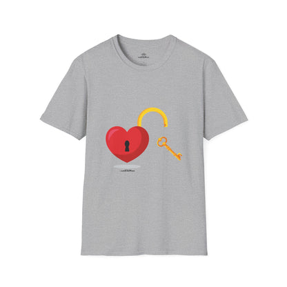 Open Heart Unlocked Heart Unisex Softstyle T-Shirt | Valentine’s Everyday Gift, Couple Matching Tee, Cute Relationship Shirt, Love Theme Apparel