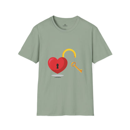 Open Heart Unlocked Heart Unisex Softstyle T-Shirt | Valentine’s Everyday Gift, Couple Matching Tee, Cute Relationship Shirt, Love Theme Apparel