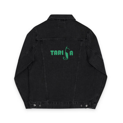 A+ Embroidered Unisex Denim Jacket | Tarifa Surf Theme, Casual Outerwear, Surfer Wardrobe Essential
