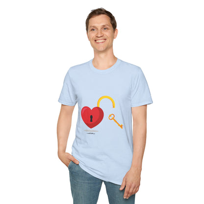 Open Heart Unlocked Heart Unisex Softstyle T-Shirt | Valentine’s Everyday Gift, Couple Matching Tee, Cute Relationship Shirt, Love Theme Apparel