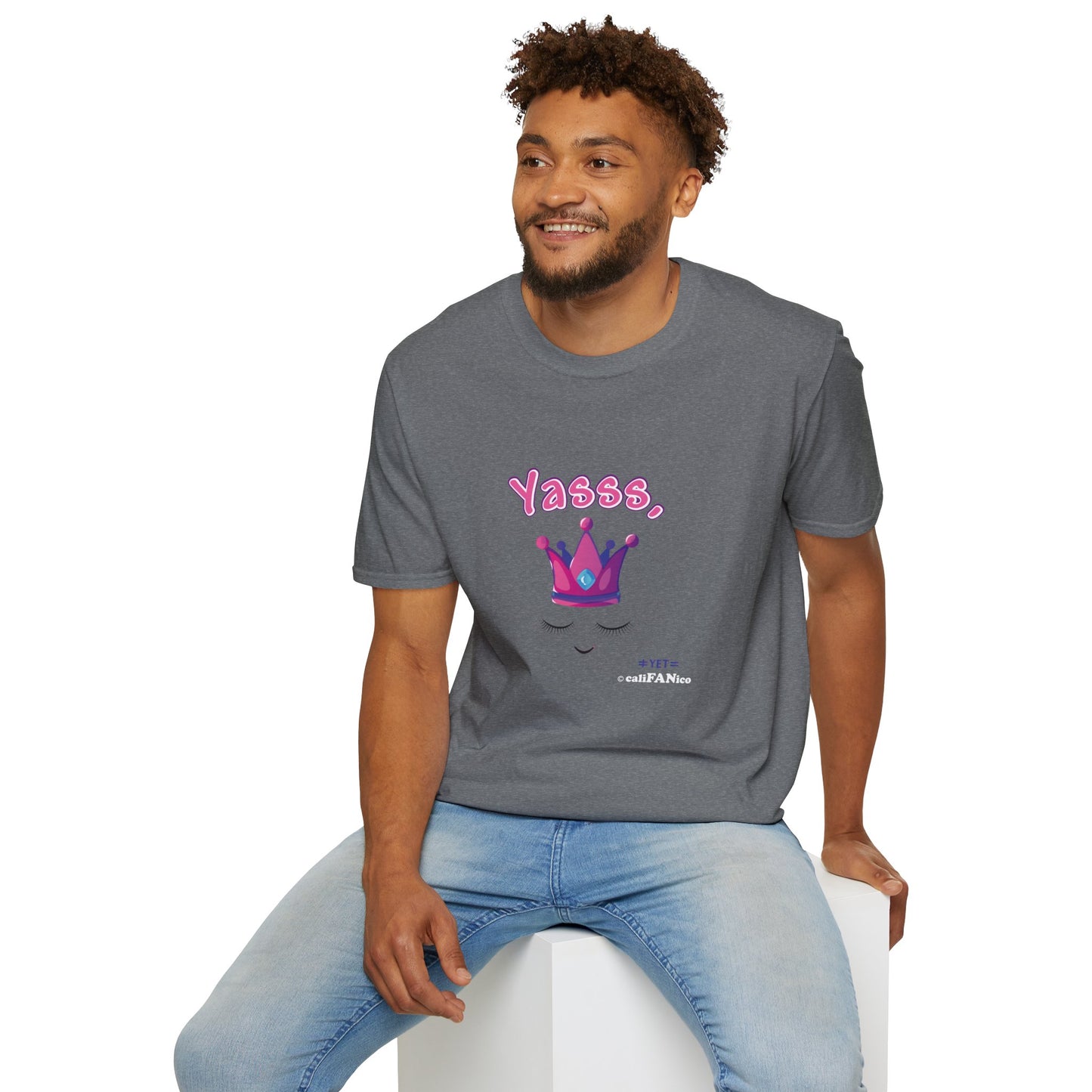 Yasss, Queen! Softstyle T-Shirt, Trendy Graphic Tee, Pride Apparel, Casual Wear, Gift for Them, Fun Festival T