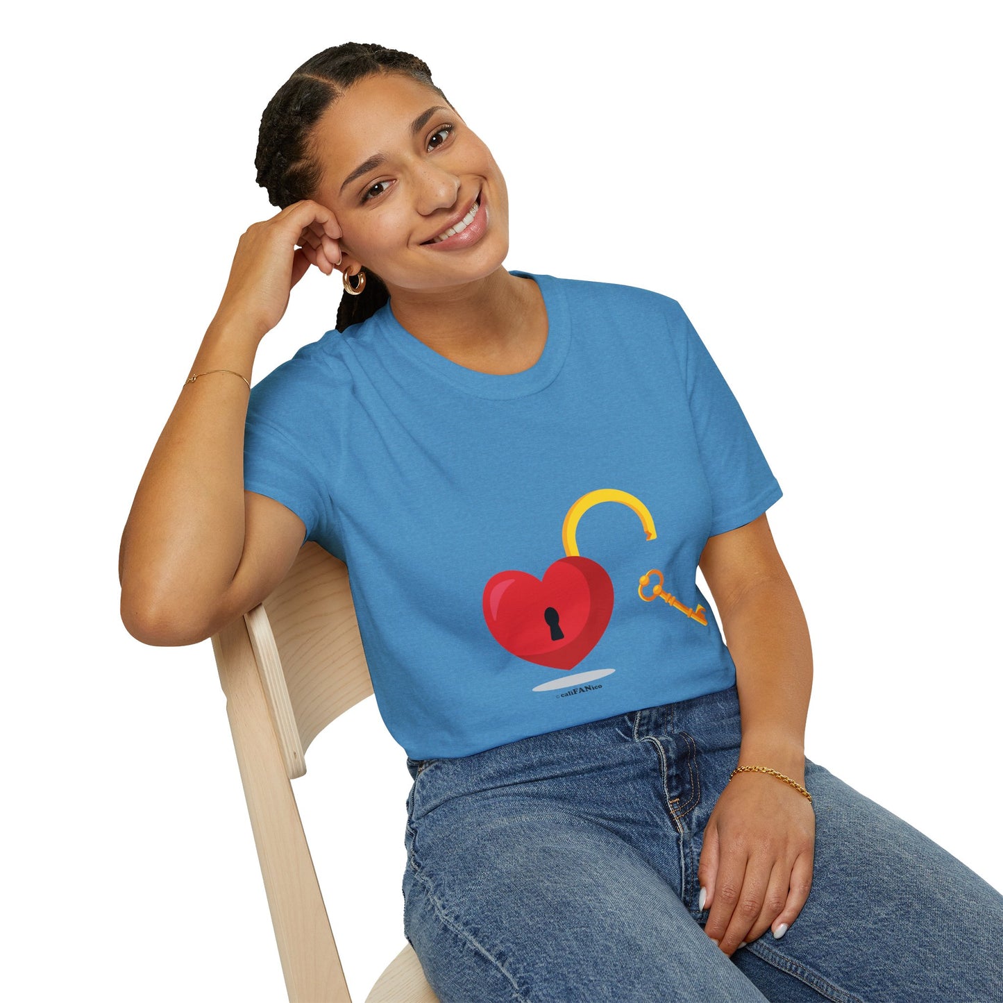 Open Heart Unlocked Heart Unisex Softstyle T-Shirt | Valentine’s Everyday Gift, Couple Matching Tee, Cute Relationship Shirt, Love Theme Apparel