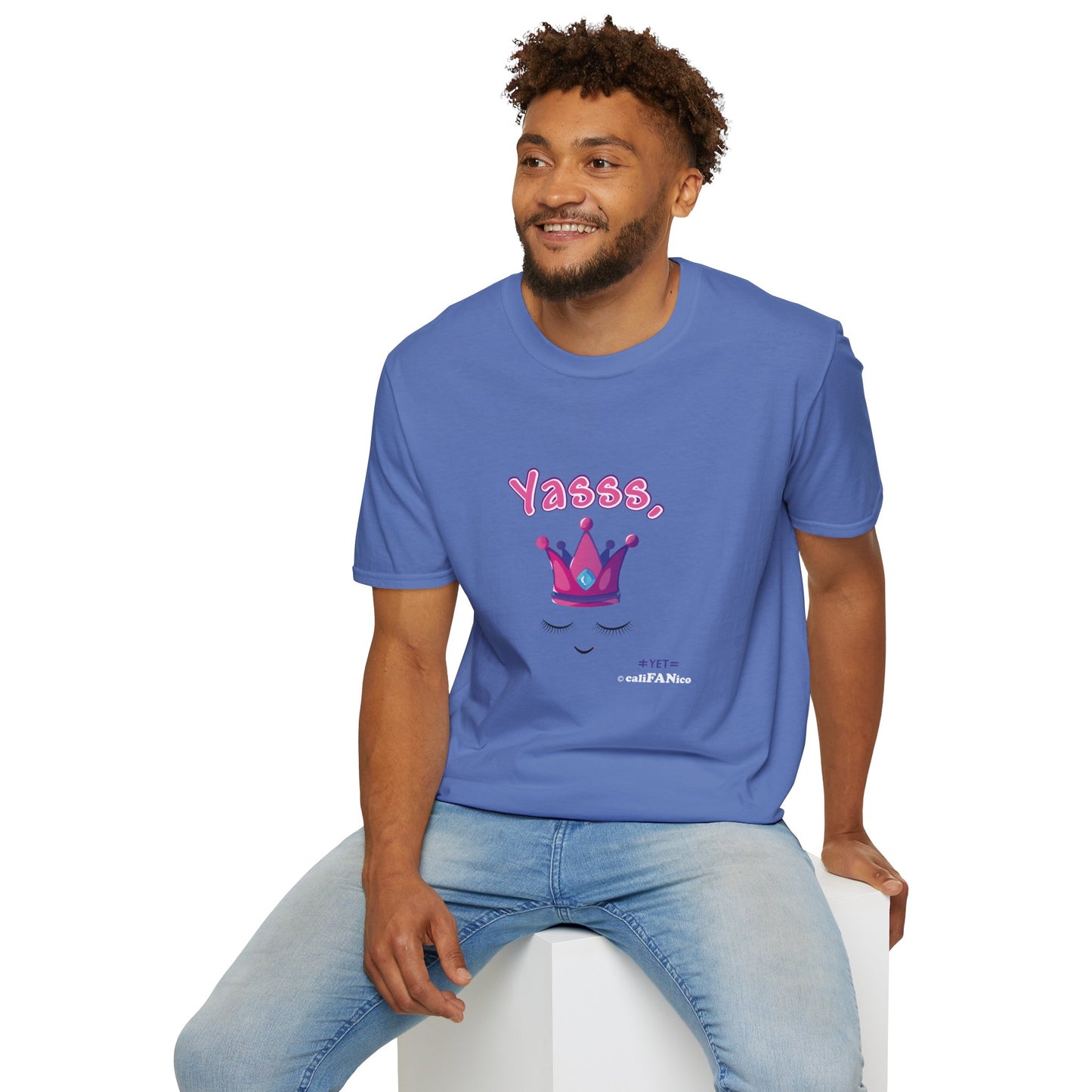 Yasss, Queen! Softstyle T-Shirt, Trendy Graphic Tee, Pride Apparel, Casual Wear, Gift for Them, Fun Festival T